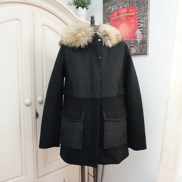 🆕Maje Globe Genuine Raccoon Fur Wool Blend Parka - Picture 4 of 8